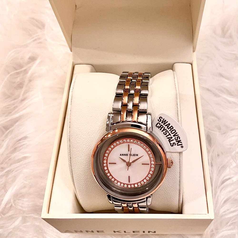 Anne Klein Two tone Watch with Swarovski Crystals NWT